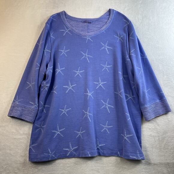 Fresh Produce Plus 2X Sea Star Sunset Sweatshirt French Terry Starfish Print - Picture 3 of 12